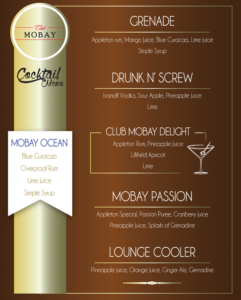 Club MoBay Cocktail Menu