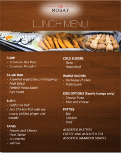 Club MoBay Lunch menu